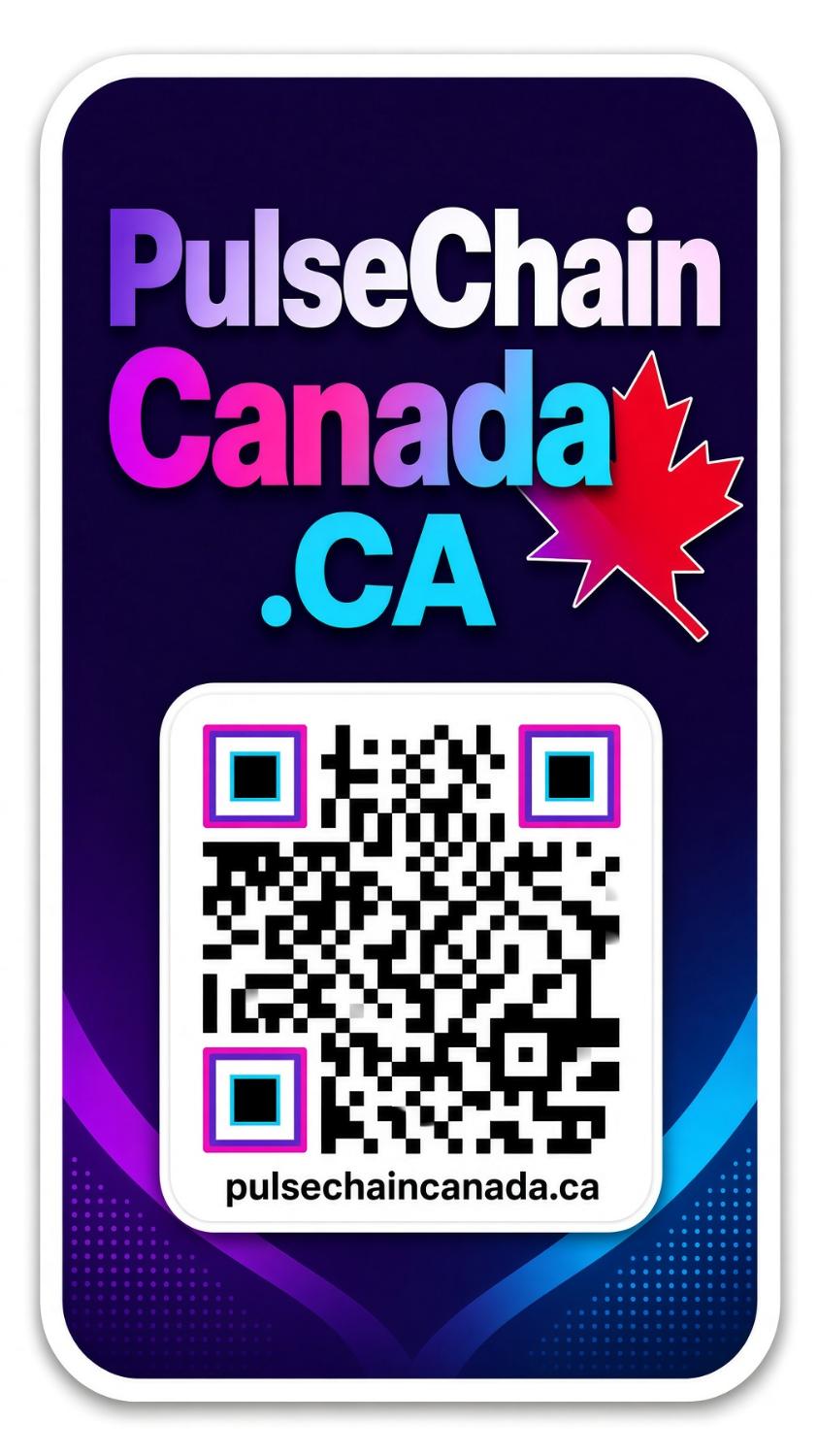 PulseChain Canada .CA sticker with QR code to pulsechaincanada.ca